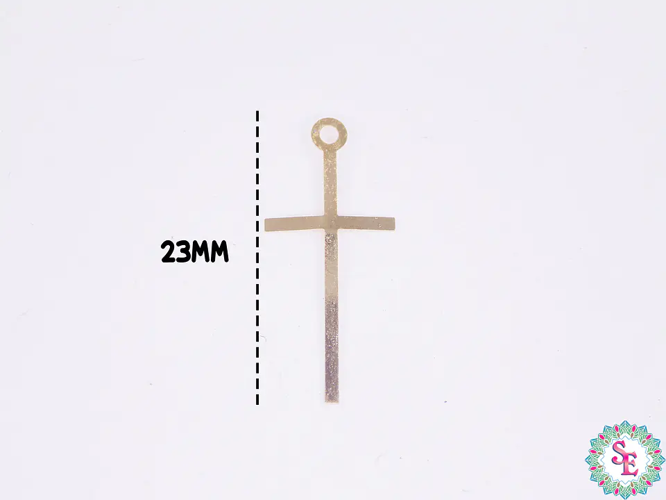 ORO GOLFI METALICO MINI DIJE CRUZ DELGADA 23MM  2