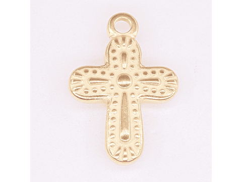 ACERO DORADO CRUZ MACIZA 19*13MM  BORDE REDONDO 