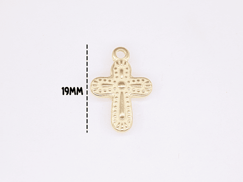 ACERO DORADO CRUZ MACIZA 19*13MM  BORDE REDONDO 
