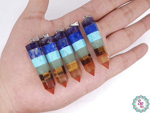 PIEDRA NATURAL PENDULO 12*50MM 7 CHAKRAS