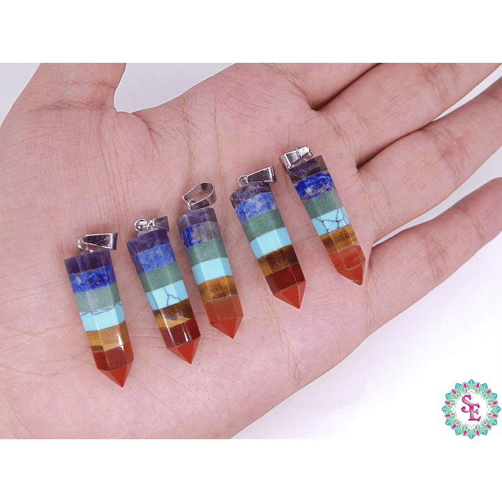 PIEDRA NATURAL PENDULO 12*32MM 7 CHAKRAS 2