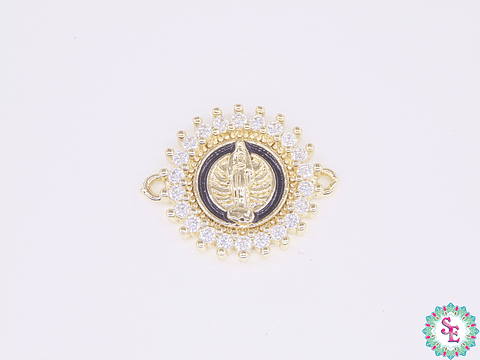 RODIO DORADO VIRGEN MILAGROSA 15MM CIRCON BLANCO BORDE INTERNO NEGRO