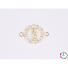 RODIO DORADO VIRGEN GUADALUPE 14MM CIRCON BLANCO