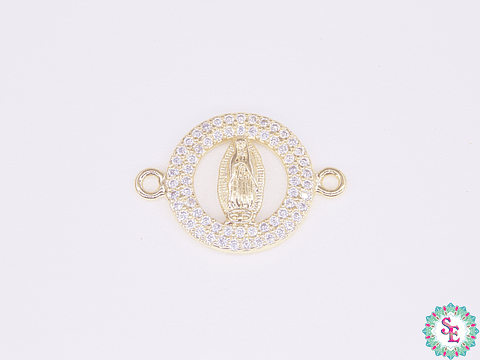 RODIO DORADO VIRGEN GUADALUPE 14MM CIRCON BLANCO