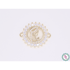 RODIO DORADO CIRCULO VIRGEN 17MM CIRCON BLANCO