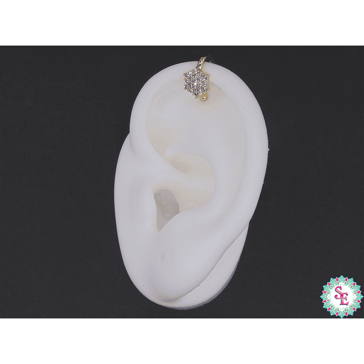 RODIO DORADO EARCUFF 12MM HEXAGONO CIRCON BLANCO 1