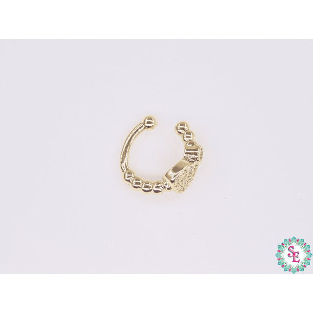 RODIO DORADO EARCUFF 13MM CORAZON CIRCON BLANCO 1