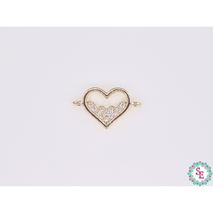 RODIO DORADO CORAZON 15MM CIRCON BLANCO 1