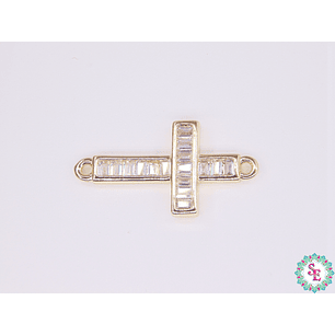 RODIO DORADO CRUZ 25MM CIRCON BLANCO CUADRADO