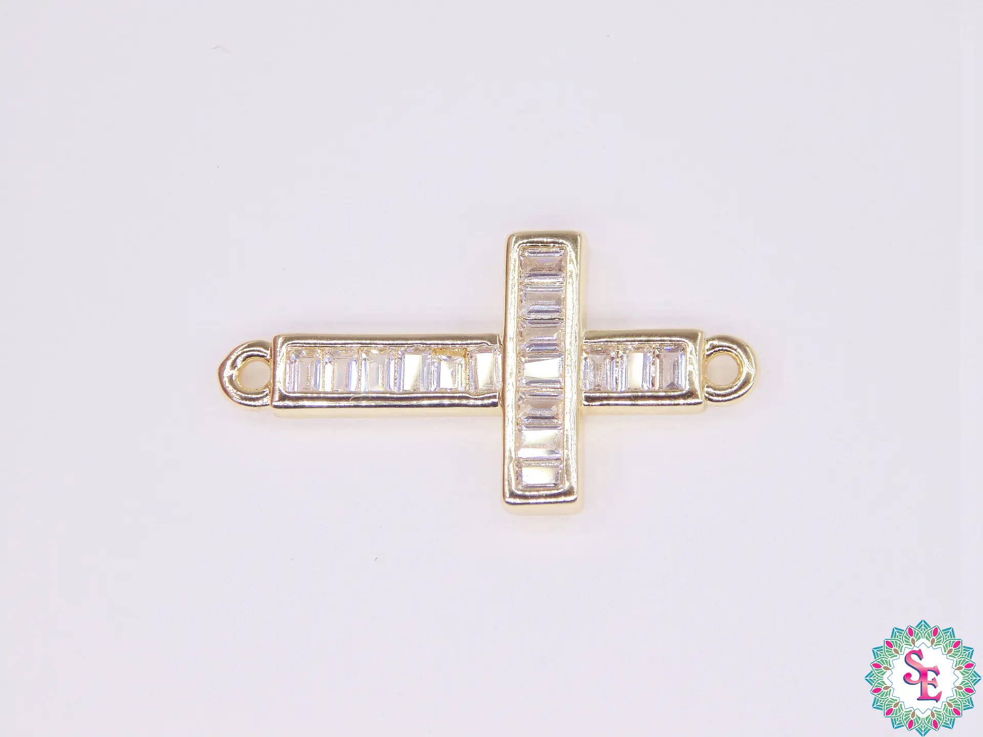 RODIO DORADO CRUZ 25MM CIRCON BLANCO CUADRADO 1