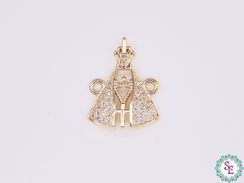 RODIO DORADO VIRGEN DE FATIMA 18*13MM CIRCON BLANCO