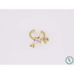 RODIO DORADO EARCUFF CORAZON FLECHA 11MM CIRCON ROSADO