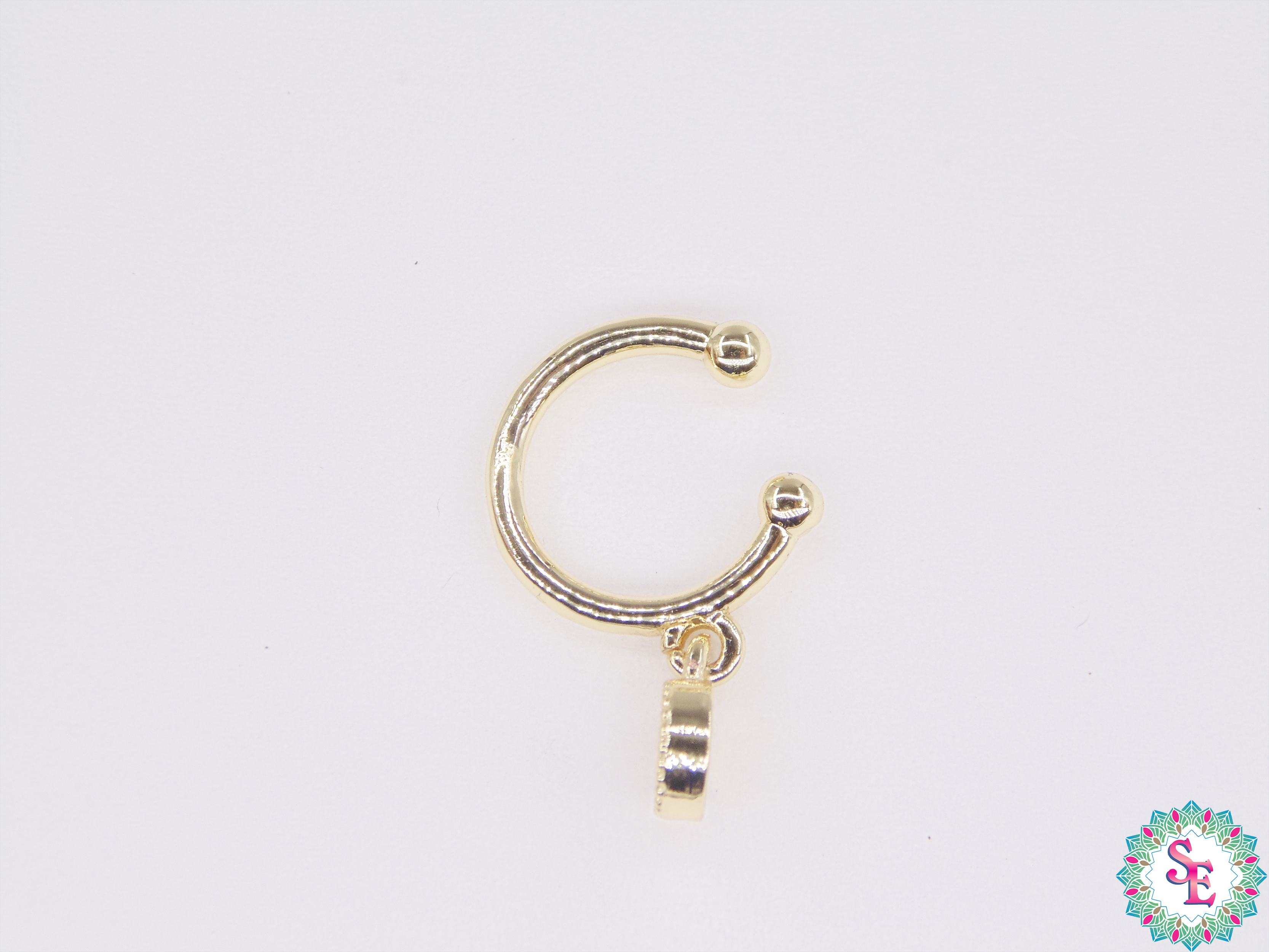 RODIO DORADO EARCUFF 12MM DIJE CIRCULO CIRCON BLANCO 1