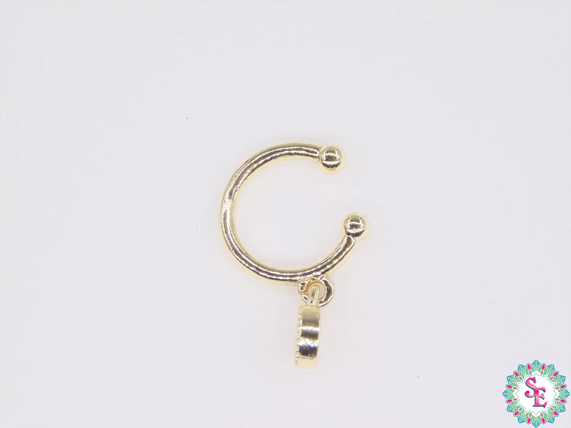 RODIO DORADO EARCUFF 12MM DIJE CIRCULO CIRCON BLANCO 2