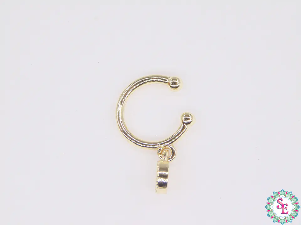 RODIO DORADO EARCUFF 12MM DIJE CIRCULO CIRCON BLANCO 2