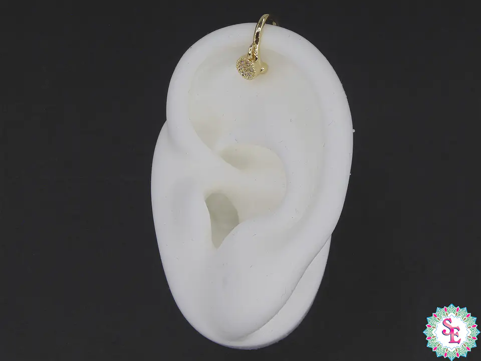 RODIO DORADO EARCUFF 12MM DIJE CIRCULO CIRCON BLANCO 1