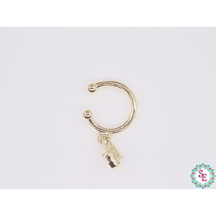 RODIO DORADO EARCUFF 12MM DIJE MANO HAMSA CIRCON BLANCO