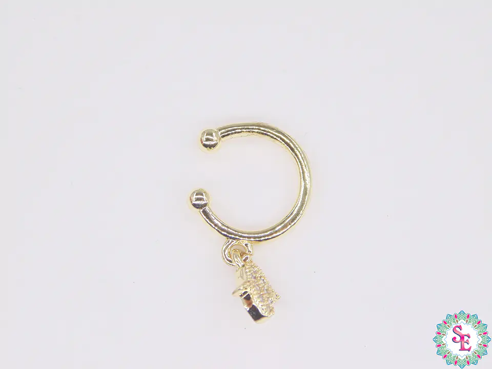 RODIO DORADO EARCUFF 12MM DIJE MANO HAMSA CIRCON BLANCO 2