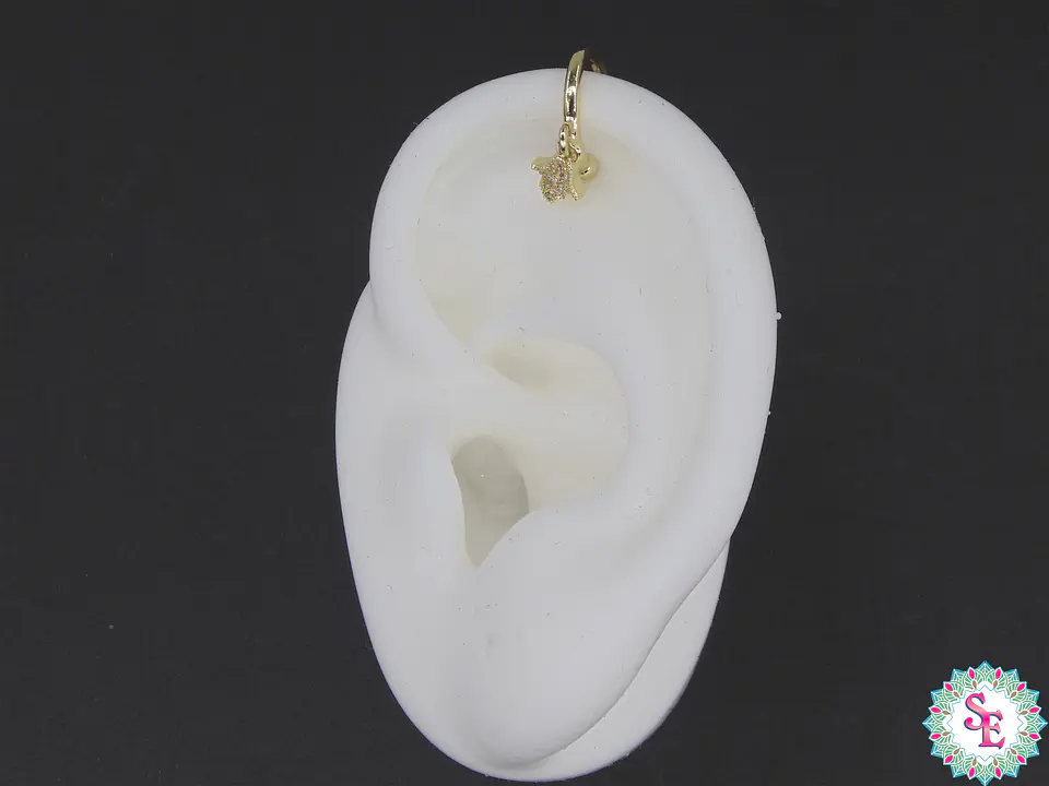 RODIO DORADO EARCUFF 12MM DIJE MANO HAMSA CIRCON BLANCO 1