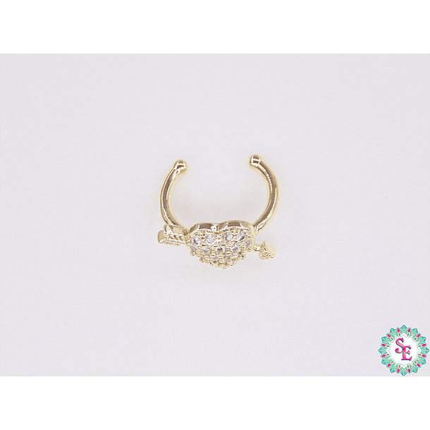 RODIO DORADO EARCUFF 12MM CORAZON FLECHA CIRCON BLANCO 1