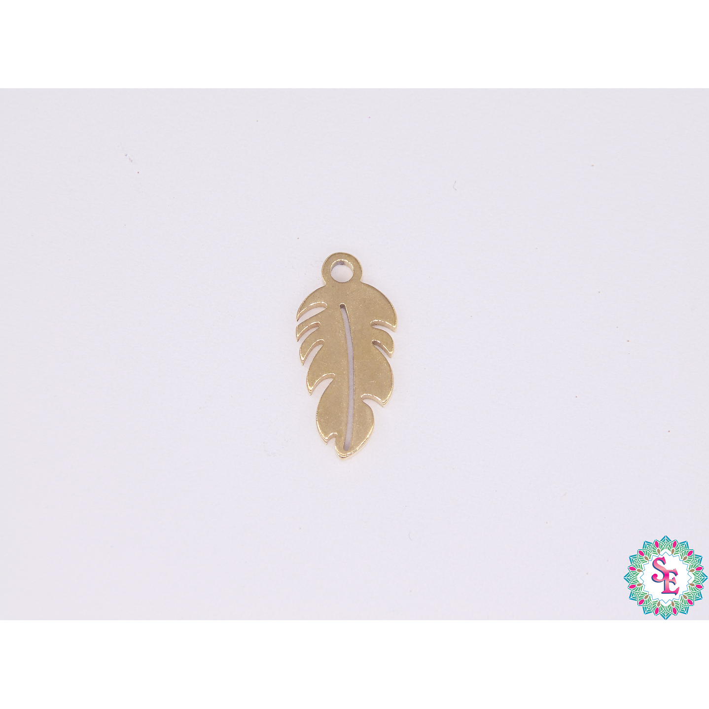 ACERO DORADO PLUMA DIJE 13*6MM  1