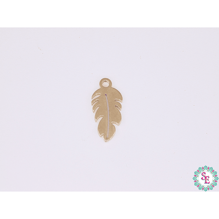ACERO DORADO PLUMA DIJE 13*6MM  1