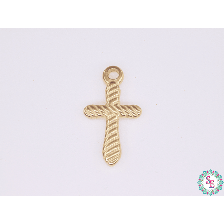 ACERO DORADO CRUZ MACIZA ACANALADA 20*11MM  1