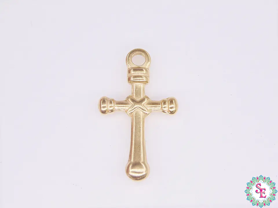 ACERO DORADO CRUZ MACIZA REDONDA 22*13MM  1