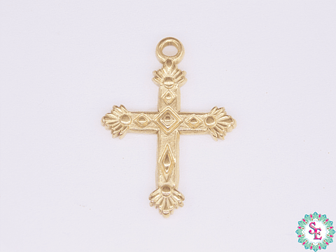 ACERO DORADO CRUZ MACIZA DECORADA PLANA 25*18MM 