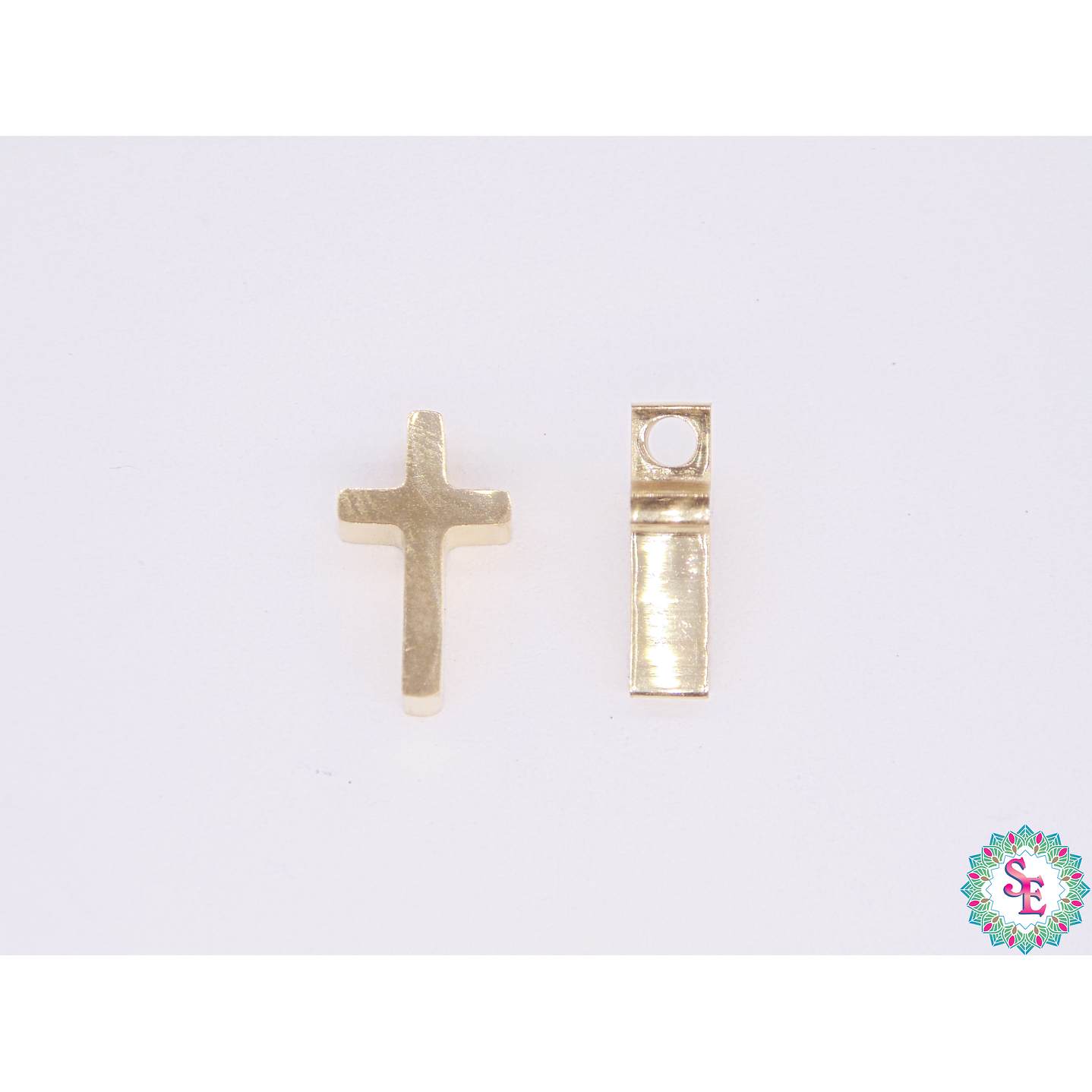 ACERO DORADO CRUZ PLANA LISA PEQUEÑA 12*7*4MM  1