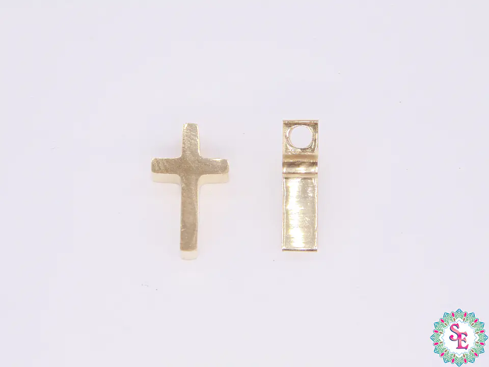 ACERO DORADO CRUZ PLANA LISA PEQUEÑA 12*7*4MM  1