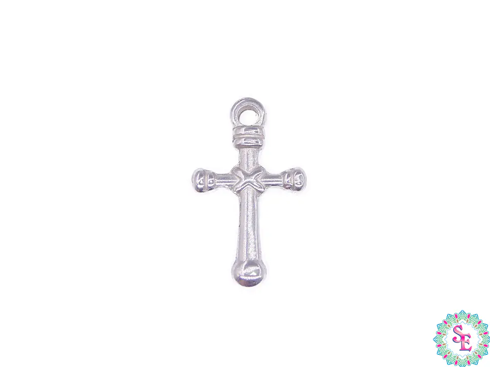 ACERO PLATEADO CRUZ MACIZA REDONDA 22*13MM 1