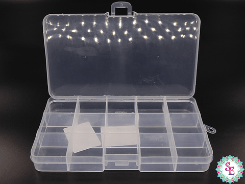 CAJA PLASTICA TRANSPARENTE 17*9MM 15 COMPARTIMIENTOS 