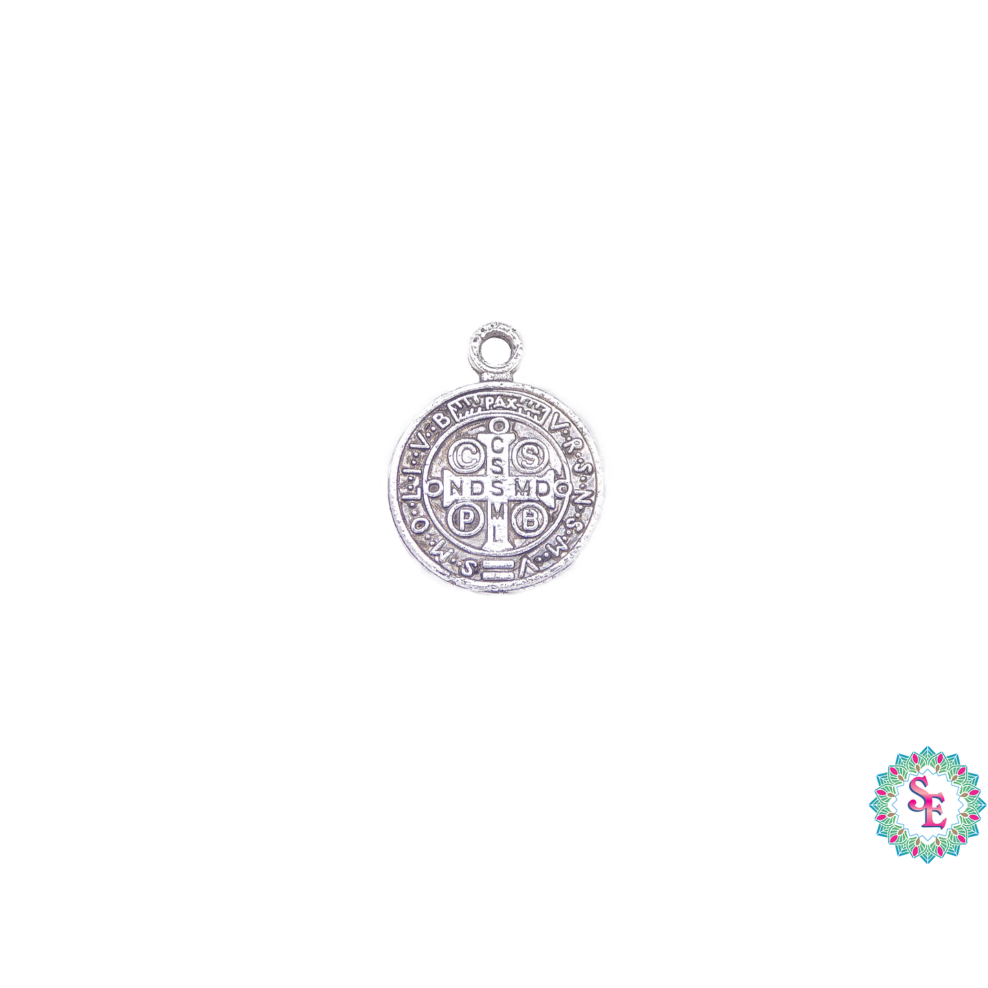 SAMAK PLATEADA DIJE 38 MEDALLA SAN BENITO 12MM  2