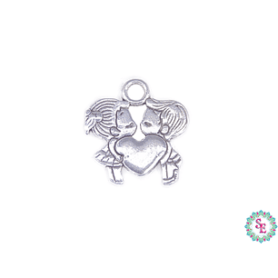 SAMAK PLATEADA DIJE PAREJA NIÑOS CORAZON 22MM