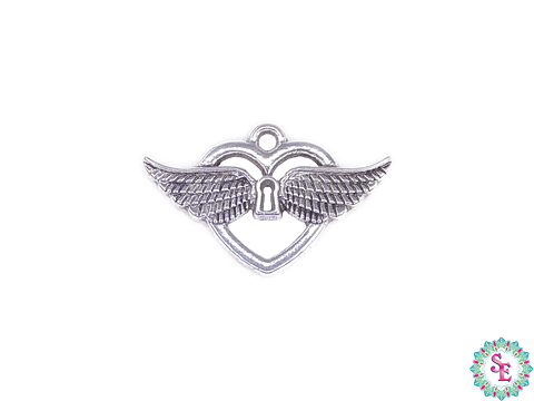 SAMAK PLATEADA DIJE 150 ALAS CORAZON 16MM  