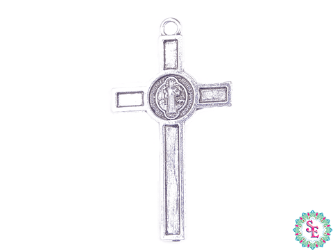 SAMAK PLATEADA DIJE 117 CRUZ SAN BENITO 41*21MM