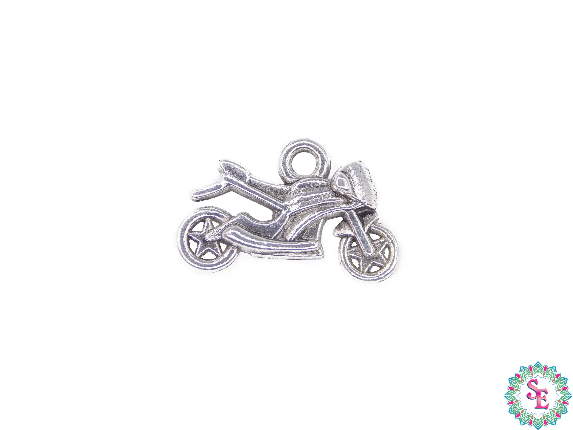 SAMAK PLATEADA DIJE 96  MOTO 21MM PAQUETE POR 10 UNIDADES APROX 1