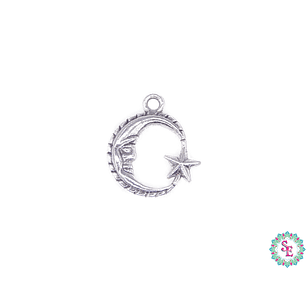 SAMAK PLATEADA DIJE 158 LUNA ESTRELLA 19MM