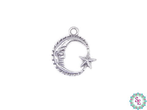 SAMAK PLATEADA DIJE 158 LUNA ESTRELLA 19MM