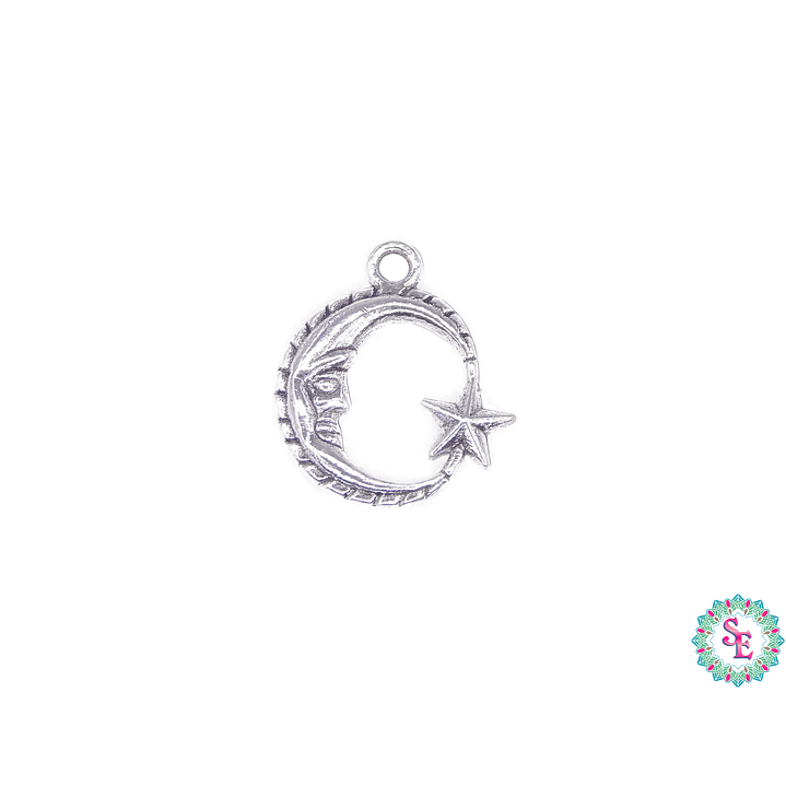 SAMAK PLATEADA DIJE 158 LUNA ESTRELLA 19MM 1