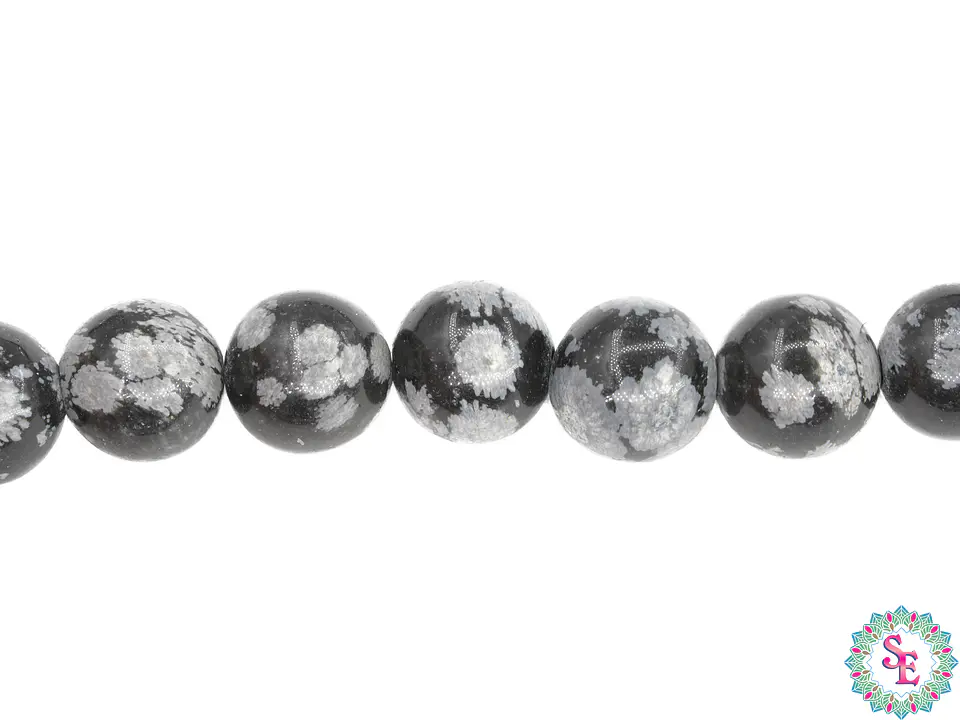 PIEDRA NATURAL LISA OBSIDIANA COPO DE NIEVE # 10MM 1
