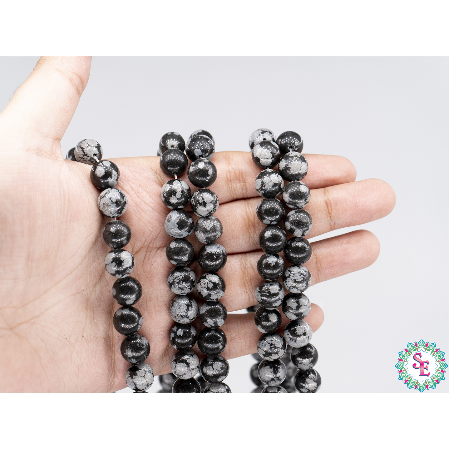 PIEDRA NATURAL LISA OBSIDIANA COPO DE NIEVE # 10MM 2