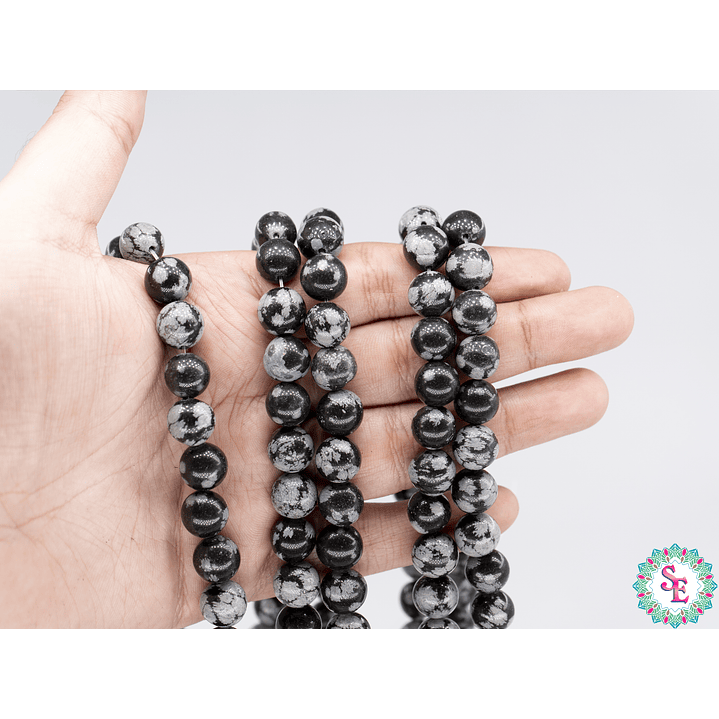 PIEDRA NATURAL LISA OBSIDIANA COPO DE NIEVE # 10MM 2