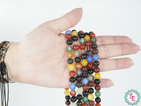SARTA DE PIEDRA NATURAL LISA 8MM JADE MIX