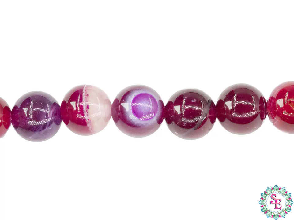 SARTA DE PIEDRA NATURAL LISA 8MM AGATA FUCSIA 1
