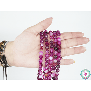 SARTA DE PIEDRA NATURAL LISA 8MM AGATA FUCSIA