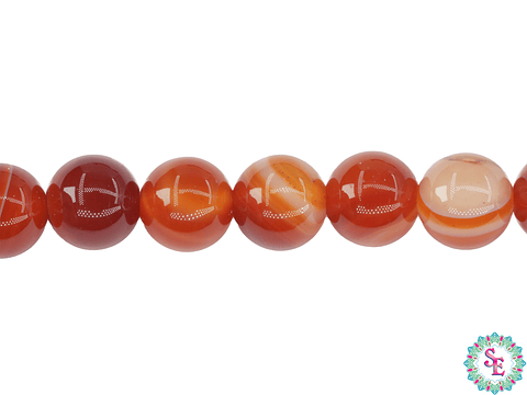 SARTA DE PIEDRA NATURAL LISA AGATA # 8MM NARANJA