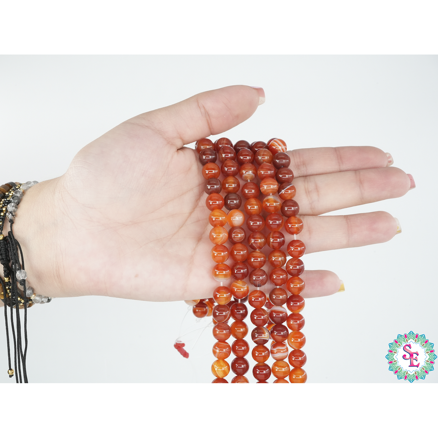 SARTA DE PIEDRA NATURAL LISA AGATA # 8MM NARANJA 2