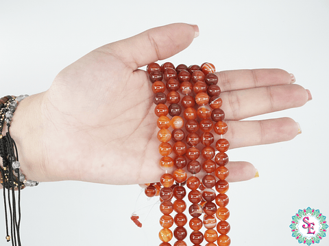 SARTA DE PIEDRA NATURAL LISA AGATA # 8MM NARANJA
